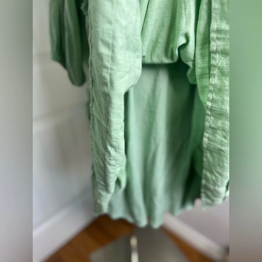 Free People Sage Green Ruffle Tunic Dress